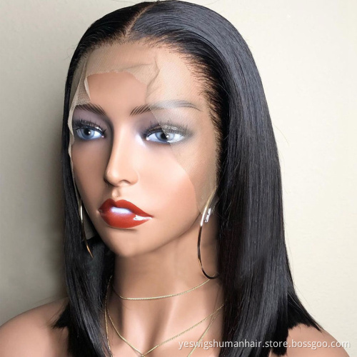 Cheap Full Hd Swiss Straight Bob Human Hair Wig Short Raw Brazilian Cuticle Aligned 100% Virgin Human Hair Lace Front Wig Vendor